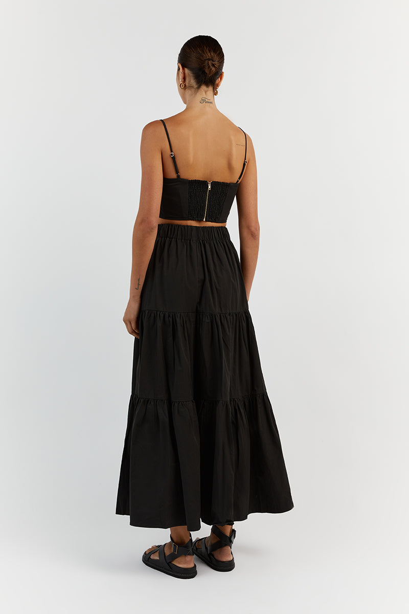 ELSA BLACK COTTON CROP TOP