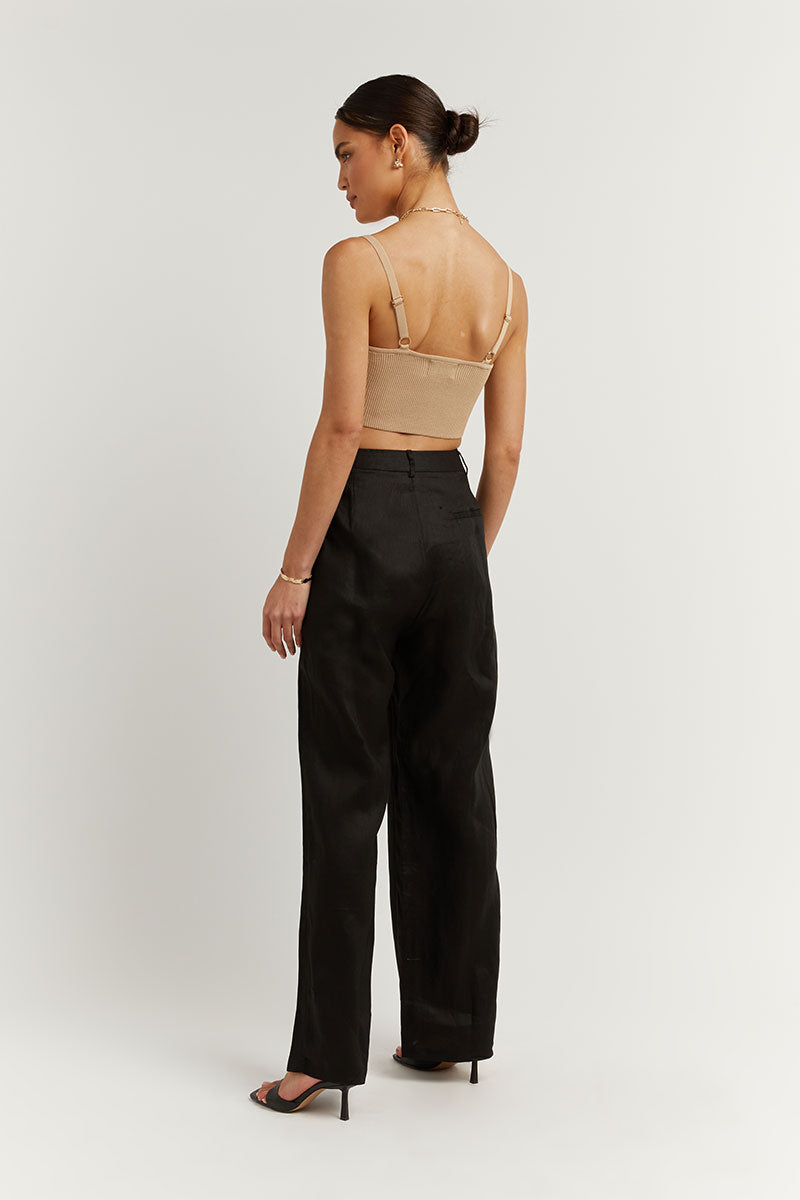 LAURIE WHEAT CROPPED KNIT TOP