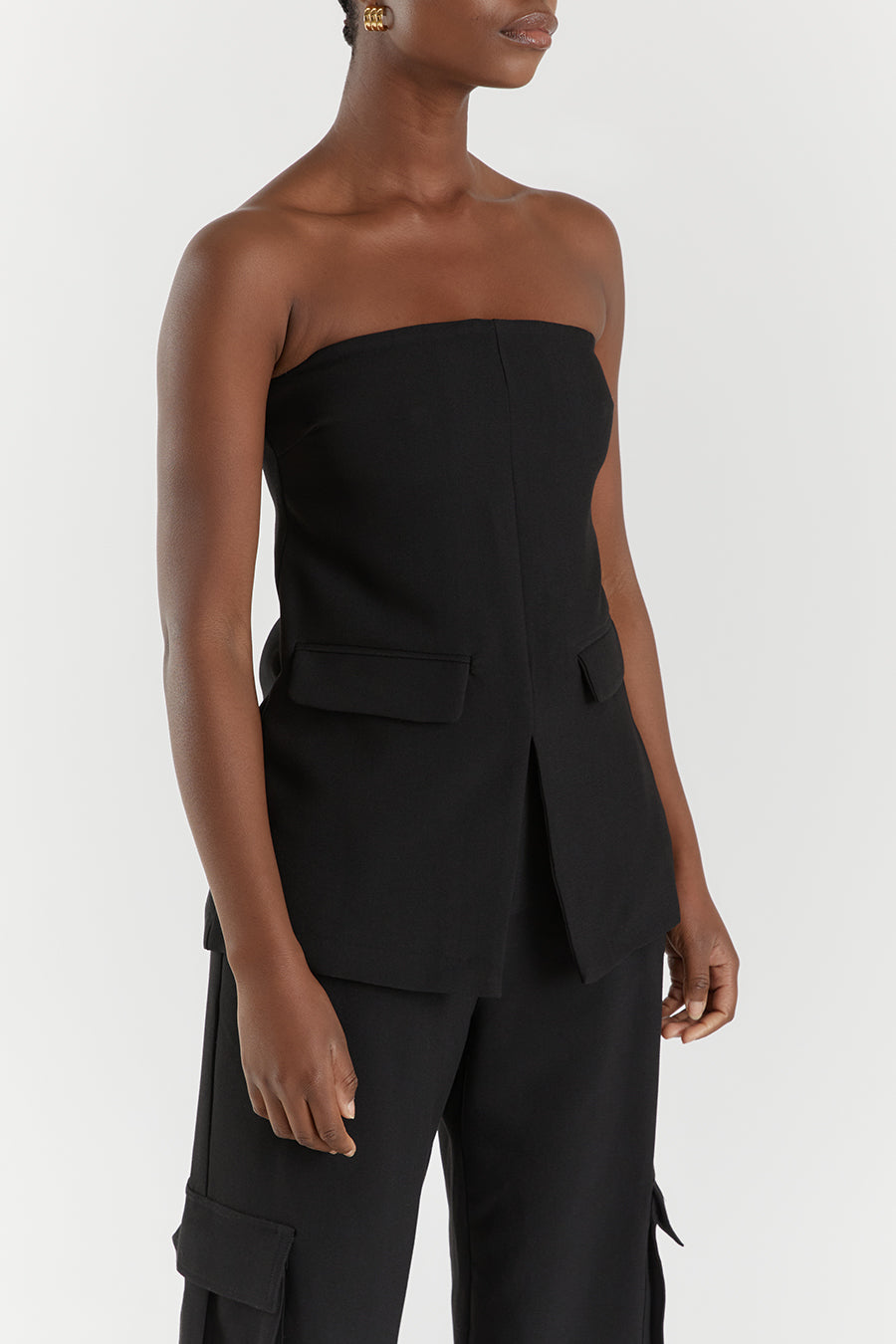 WILLA BLACK STRAPLESS TOP