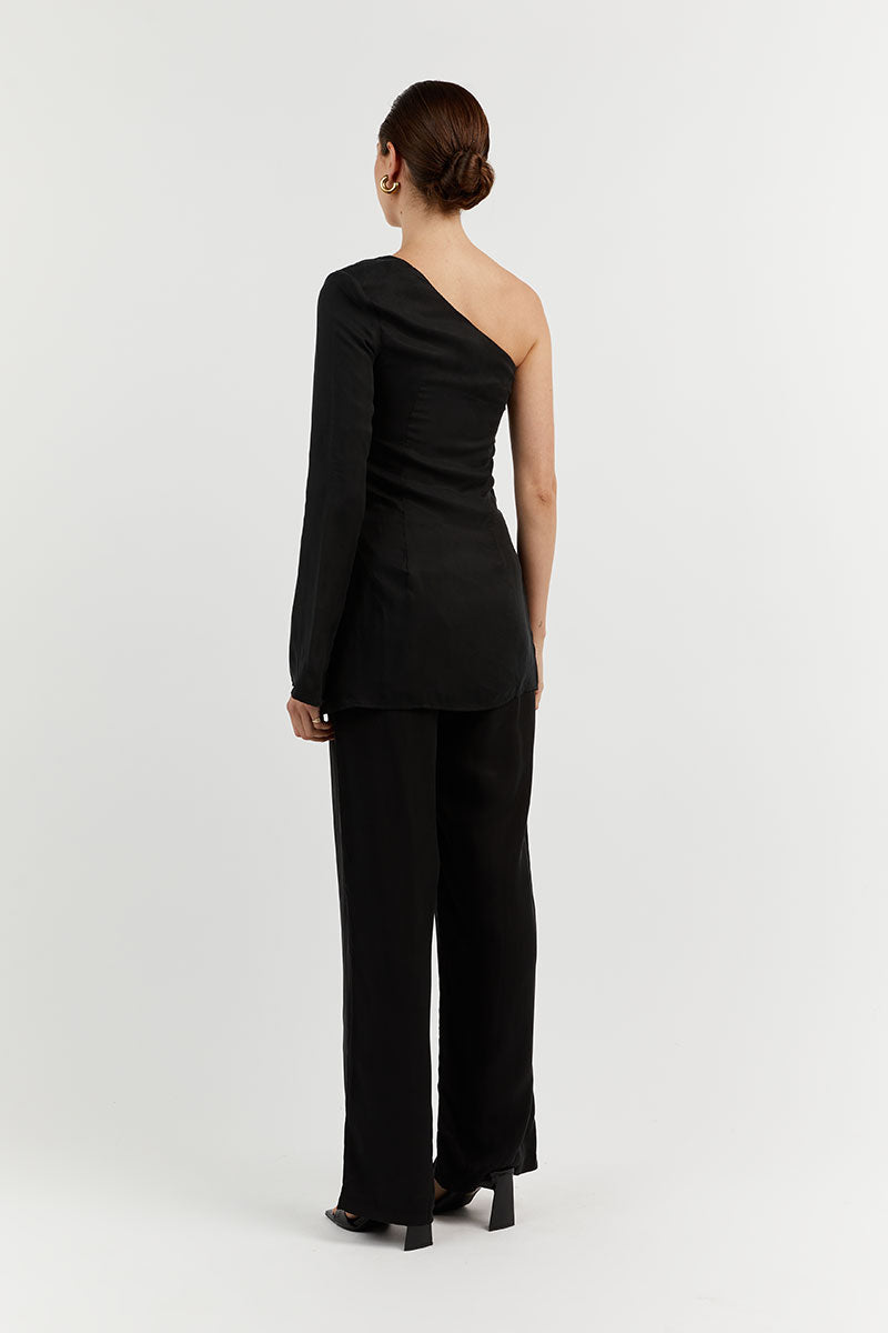 SASHA BLACK ONE SHOULDER TUNIC
