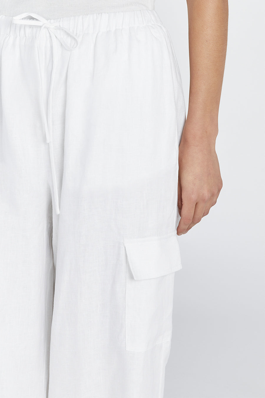 INGRID WHITE LINEN CARGO PANT