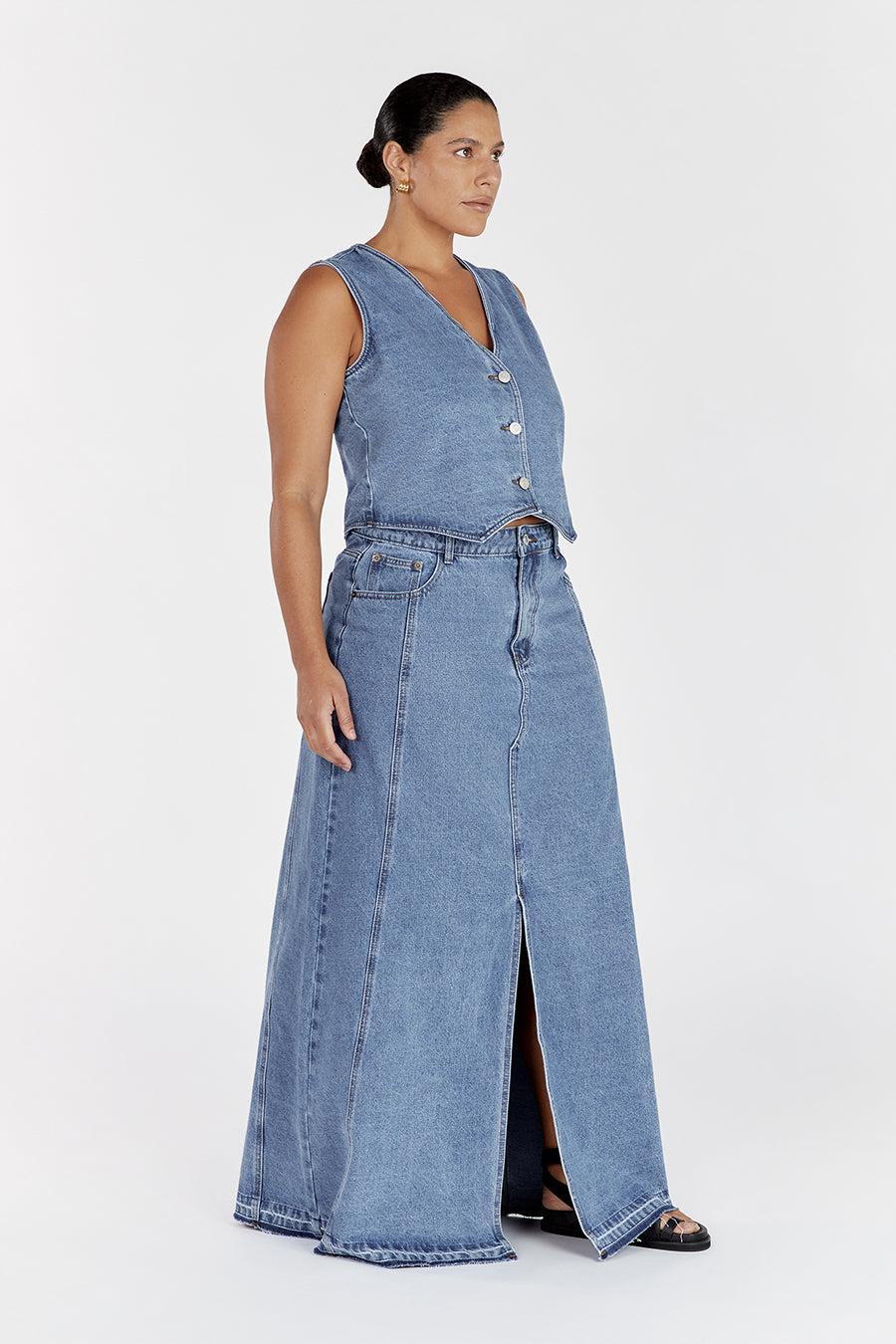 LENNON VINTAGE BLUE DENIM MAXI SKIRT