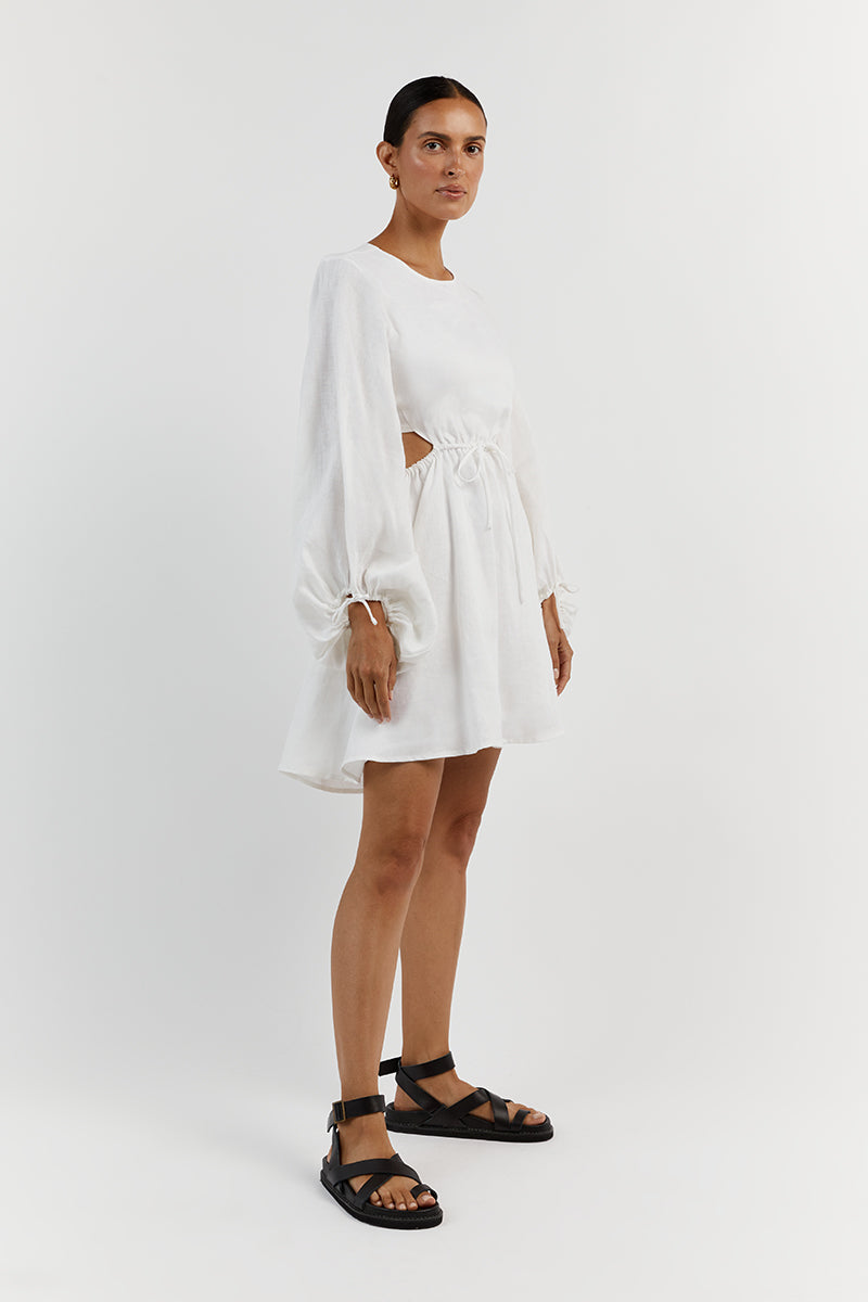 MOLLY WHITE LINEN MINI DRESS
