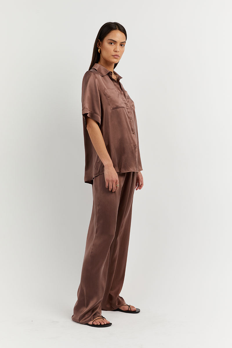 EVANS CHOCOLATE SILK VACATION SHIRT