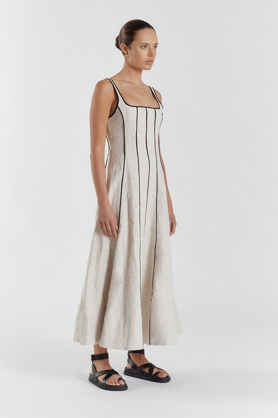 BECK NATURAL LINEN MIDI DRESS