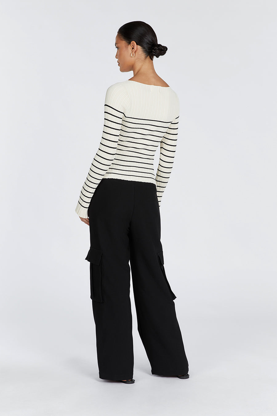 BILLIE CREAM STRIPE LONG SLEEVE KNIT TOP
