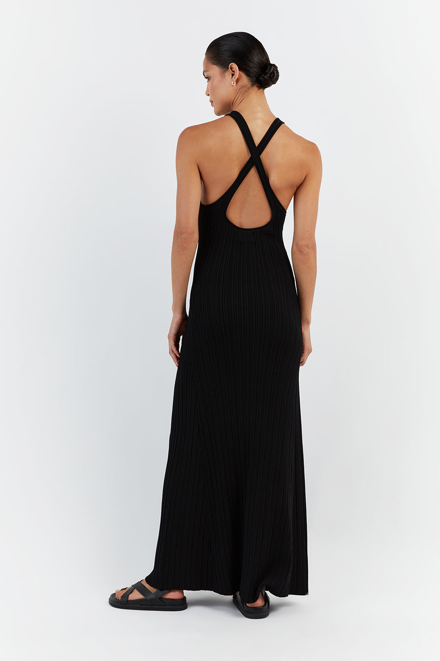 RIVER BLACK BACKLESS MAXI DRESS