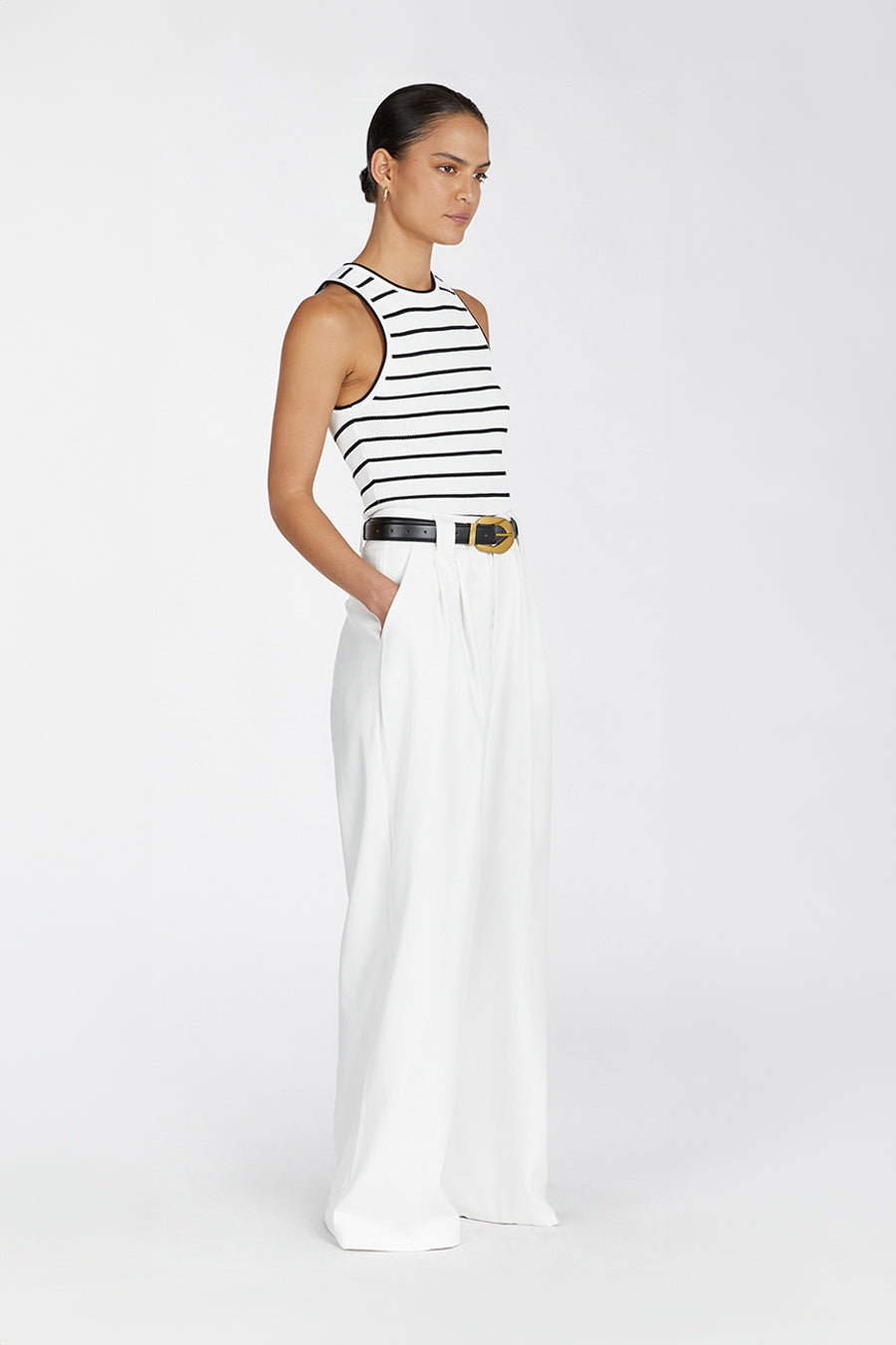 HENRY WHITE STRIPED KNIT TANK