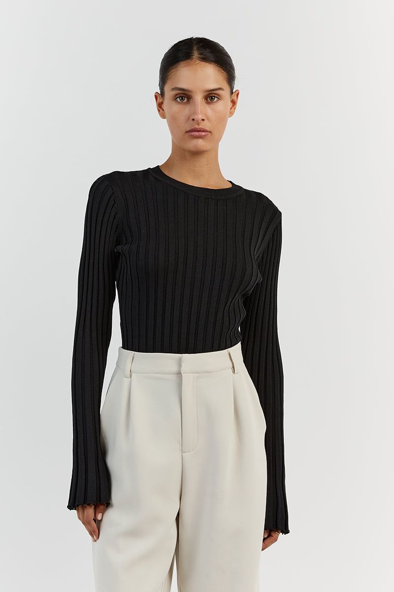 ADA BLACK LONG SLEEVE KNIT TOP