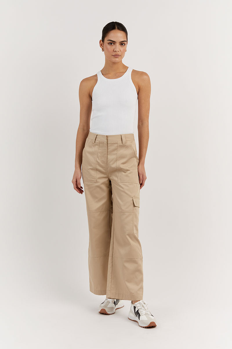 RUBY BEIGE COTTON CARGO PANT