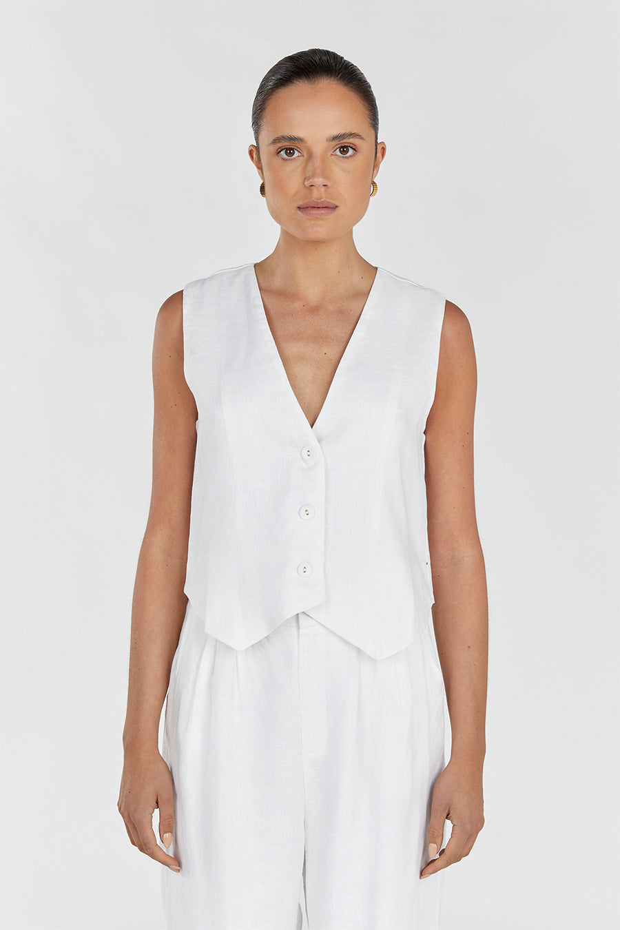 BANKS WHITE LINEN VEST