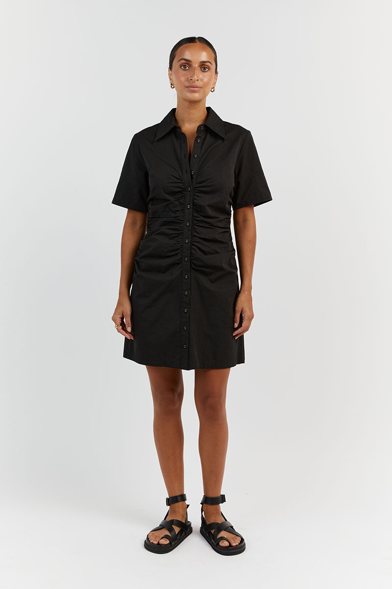 ALLISON BLACK COTTON MINI DRESS