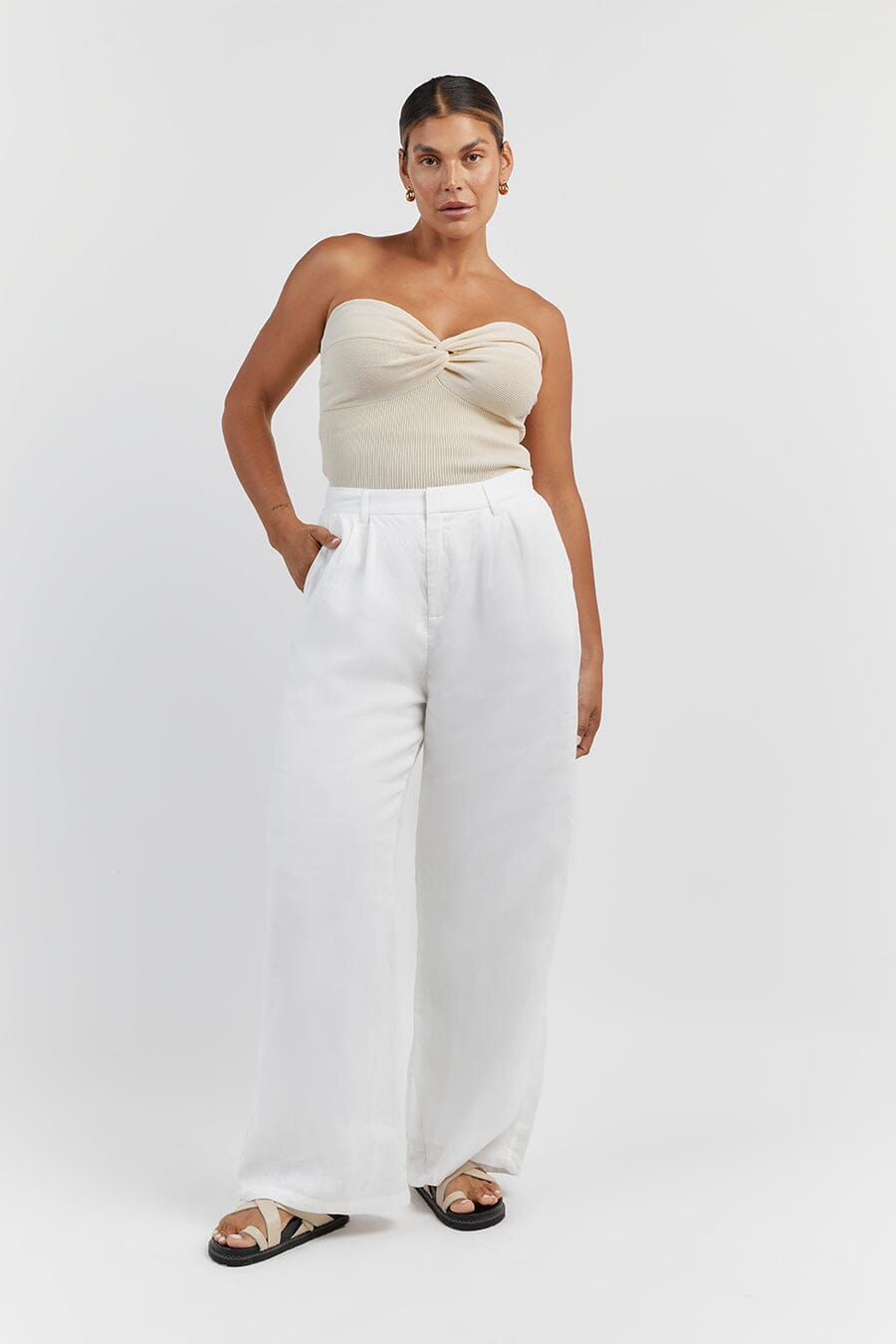 ANIKA TWISTED CREAM KNIT TOP