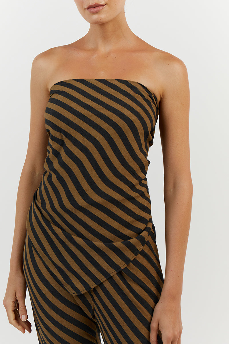 CLEMENCE MOSS STRIPE BIAS CUT PANT