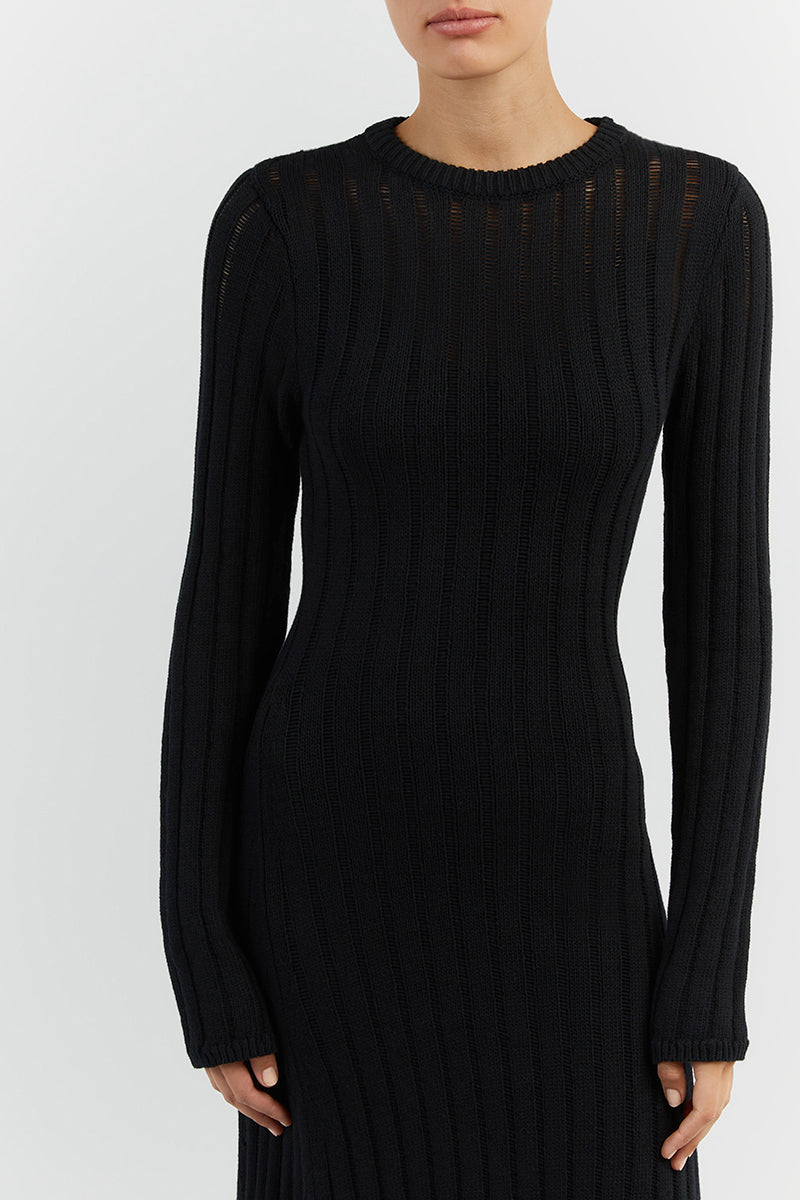 STEVIE BLACK LONG SLEEVE MAXI DRESS