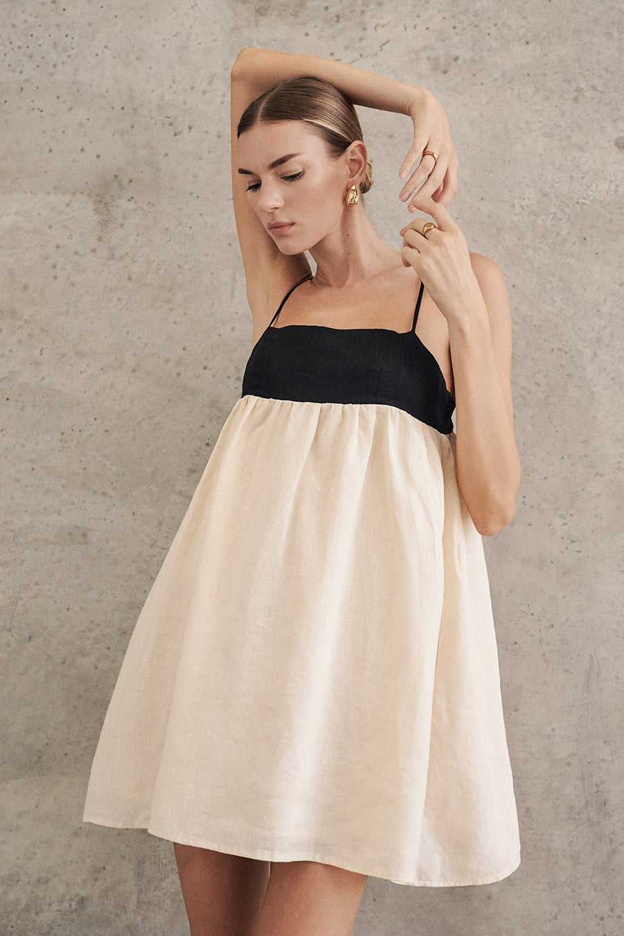 ELENA BUTTERMILK LINEN MINI DRESS
