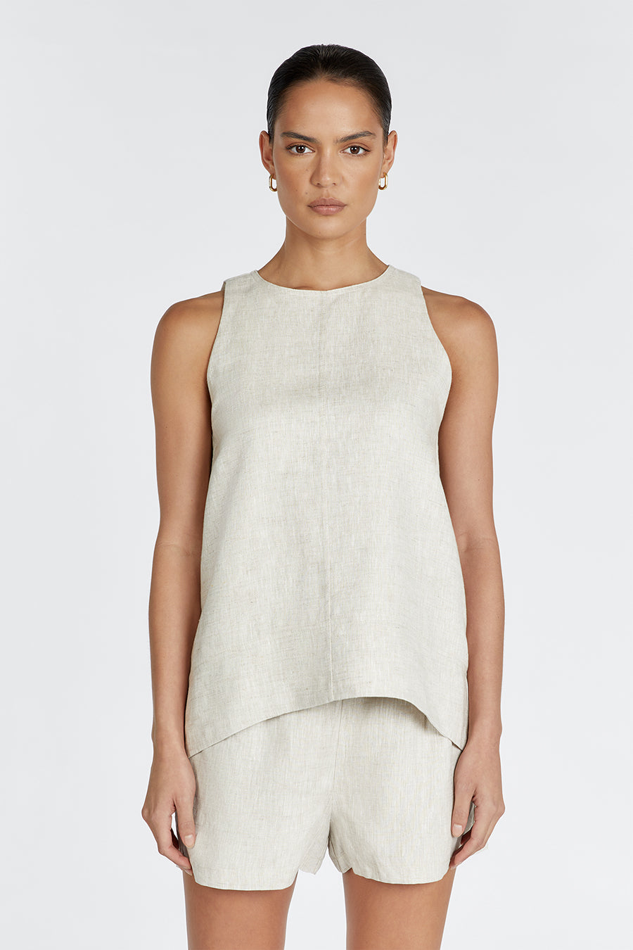 MEG NATURAL LINEN SMOCK TOP