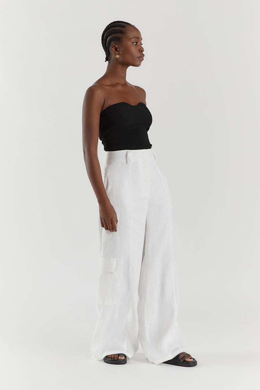 ISLA WHITE LINEN WIDE LEG PANT