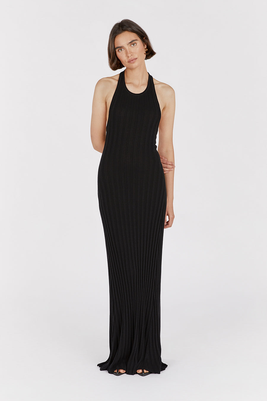 GOLDIE BLACK HALTER MAXI DRESS