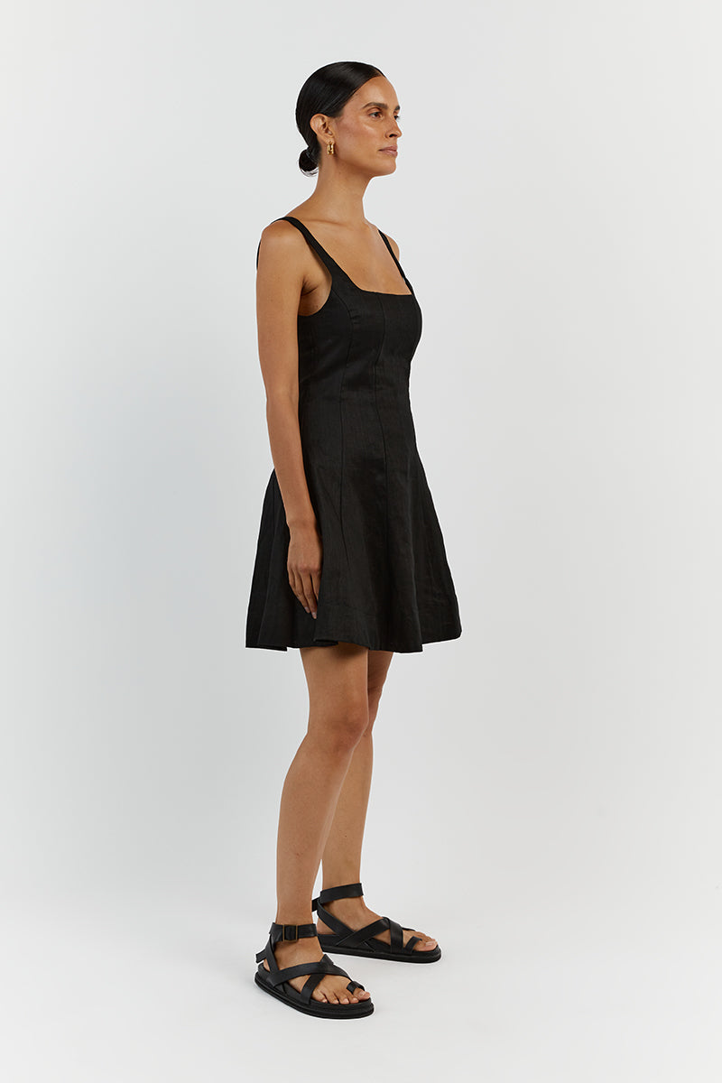 MILAHN BLACK LINEN MINI DRESS