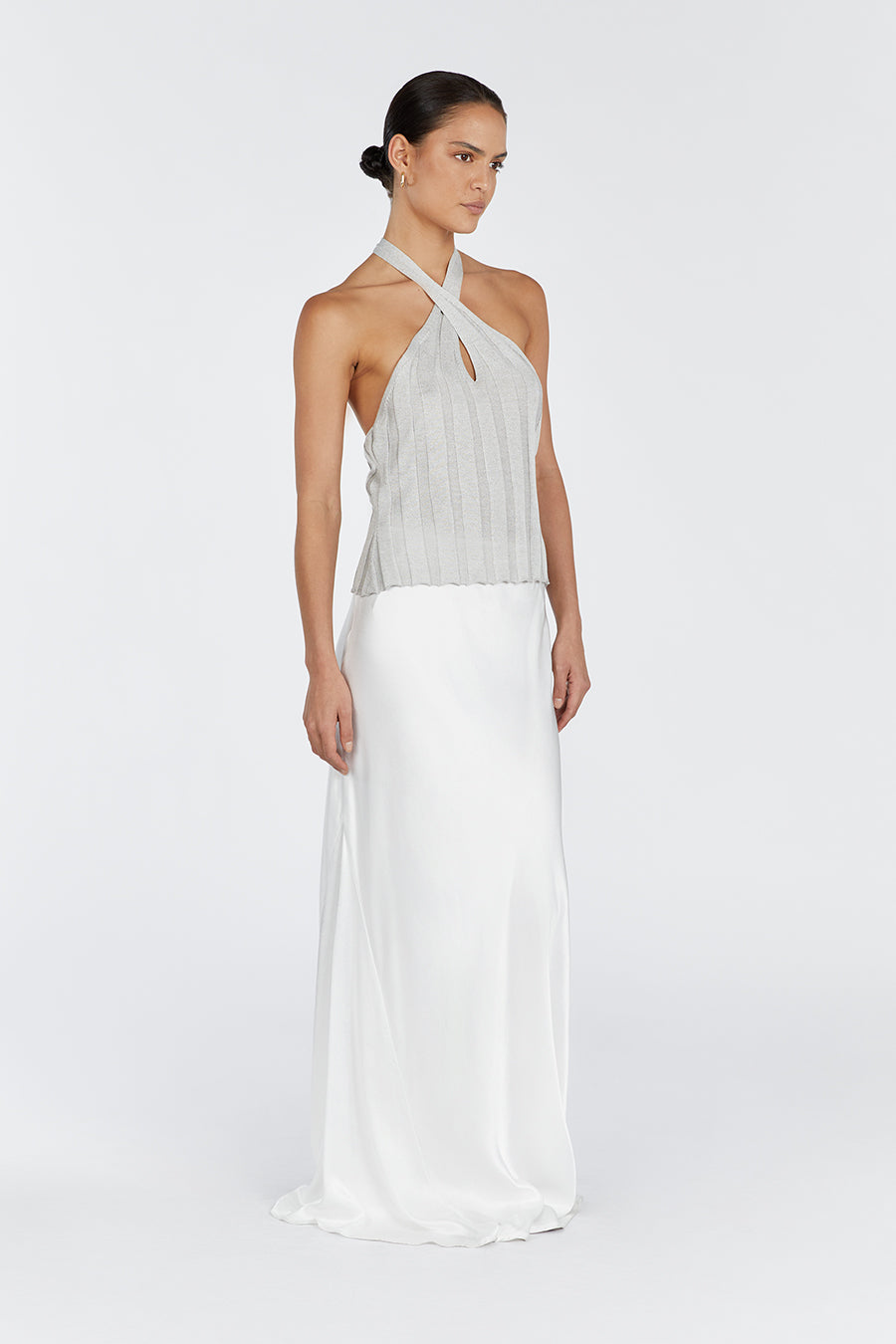 EVERLY SILVER TWIST KNIT  TOP