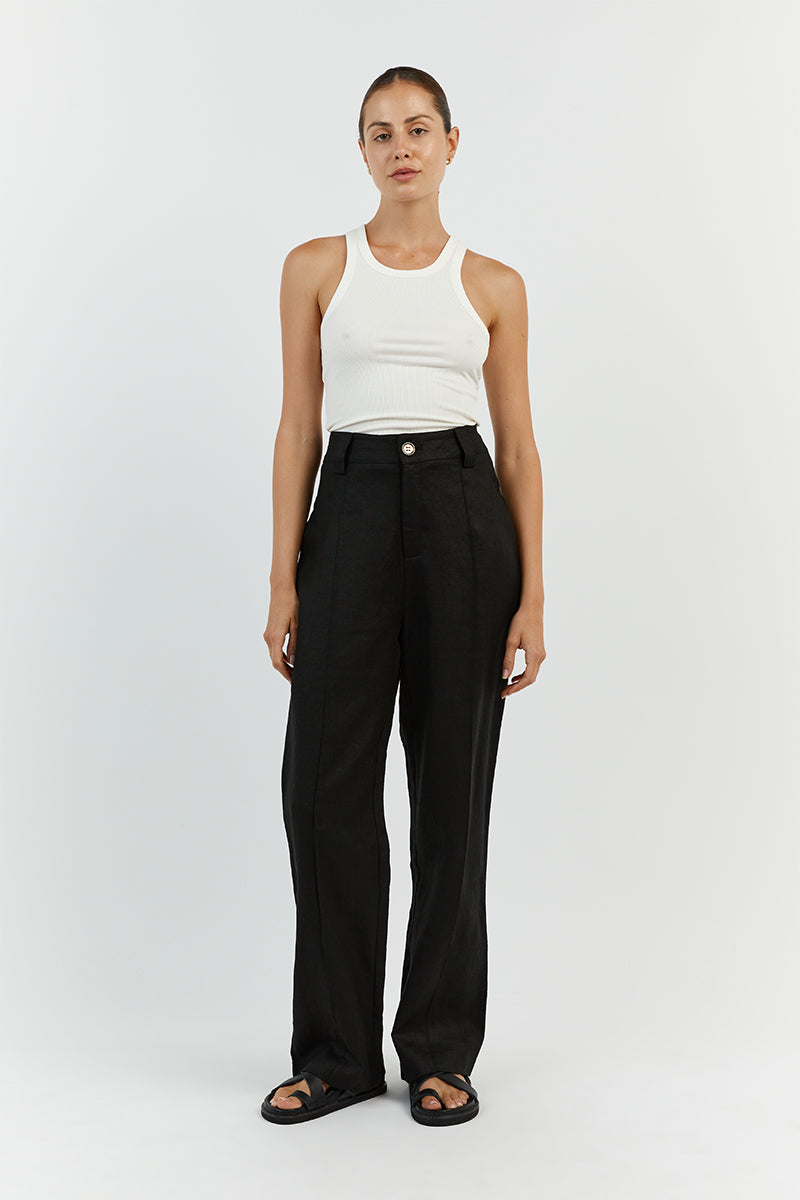 LOGAN BLACK LINEN PANT