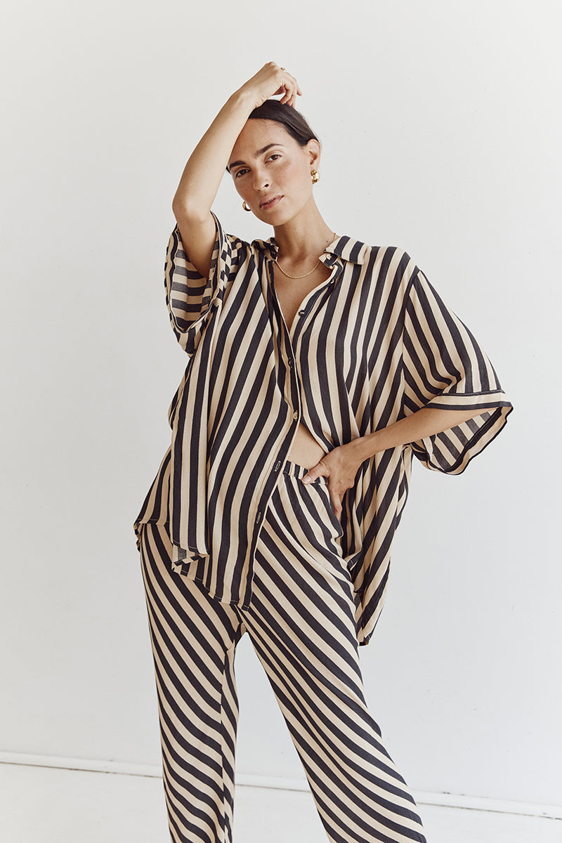 CLEMENCE WHEAT STRIPE SHIRT