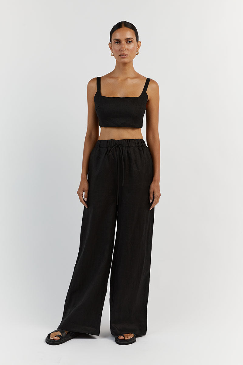 PENNY BLACK LINEN CROP TOP