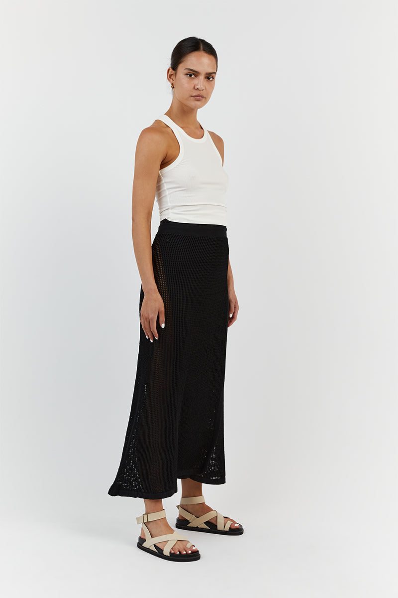OPHELIA BLACK CROCHET WRAP SKIRT