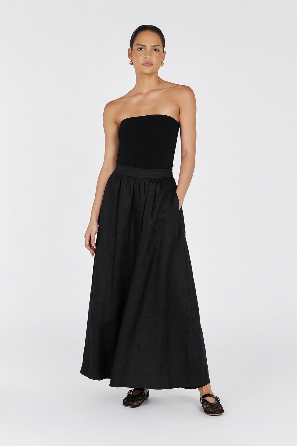 VERA BLACK KNIT BANDEAU TOP