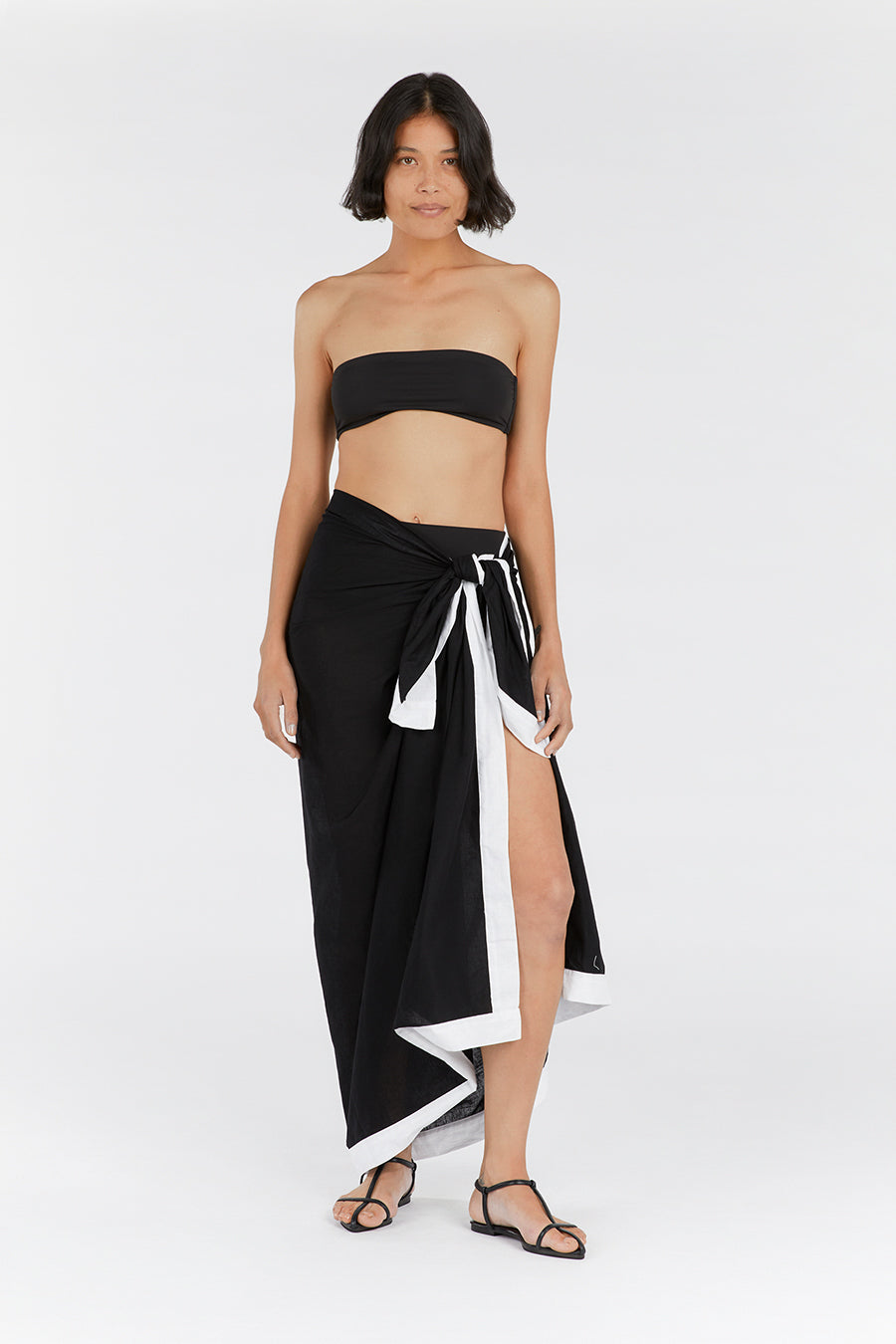 CALLIE BLACK CONTRAST LINEN SARONG