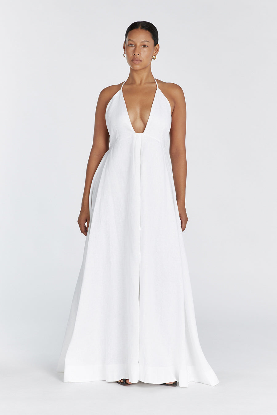 SICILY WHITE LINEN MAXI DRESS