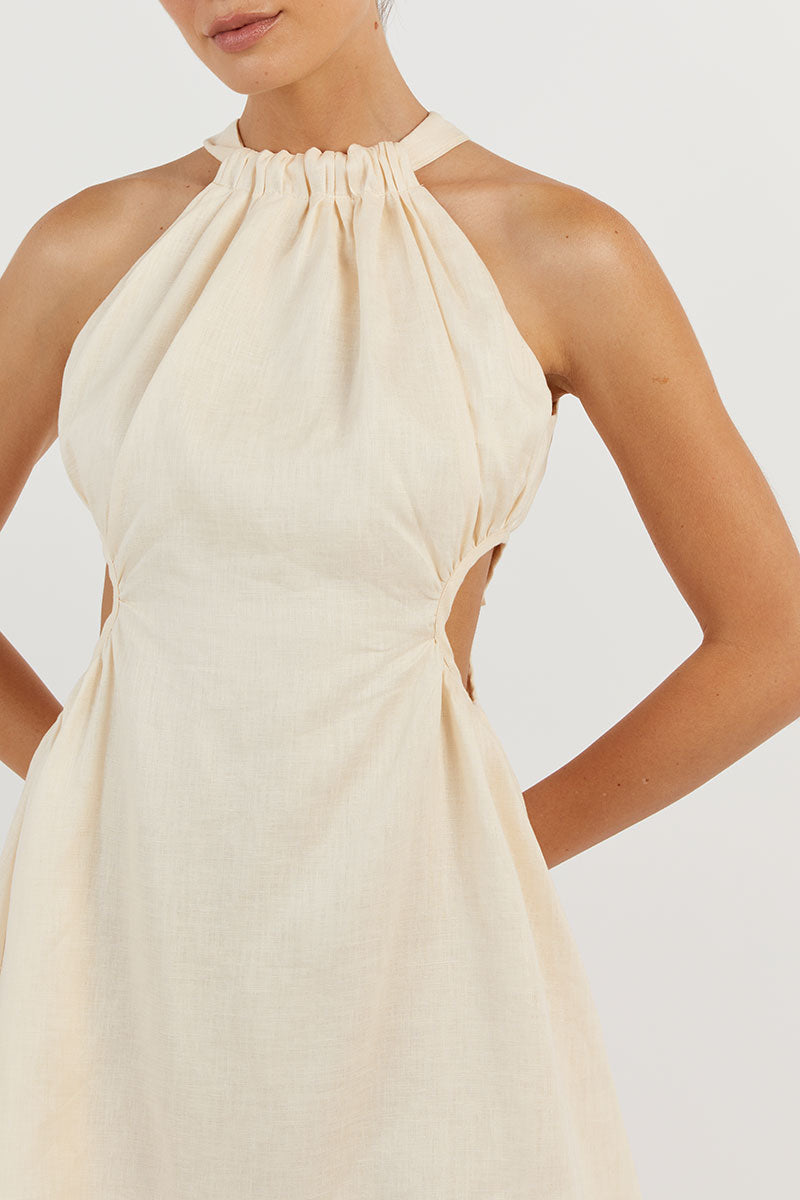 CAMILA BUTTER LINEN MINI DRESS