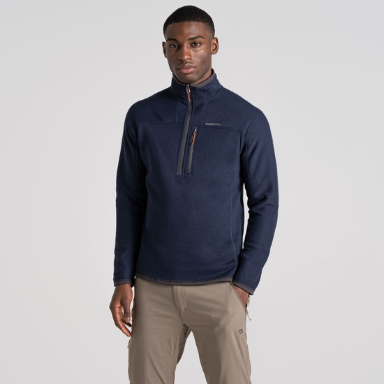 Men's Torney Half Zip Fleece | Blue Navy Marl / Quartz Grey