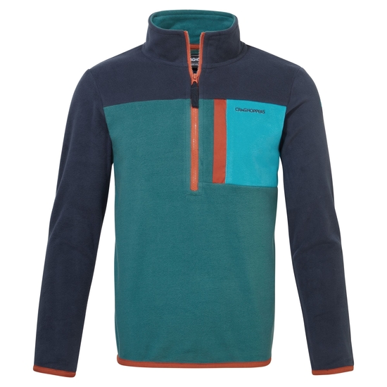 Kid's Tama Half Zip Fleece | Blue Navy / Sacramento Green