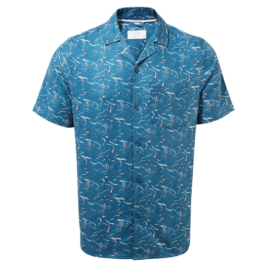 Men's Nosibotanical Hula Short Sleeved Shirt | Poseidon Blue Print
