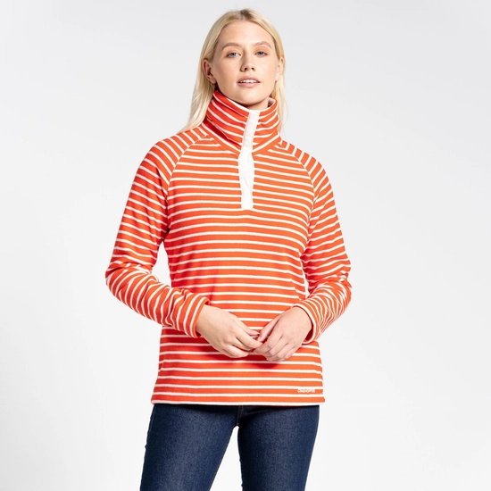 Women's Ella Overhead Fleece | Blood Orange Stripe