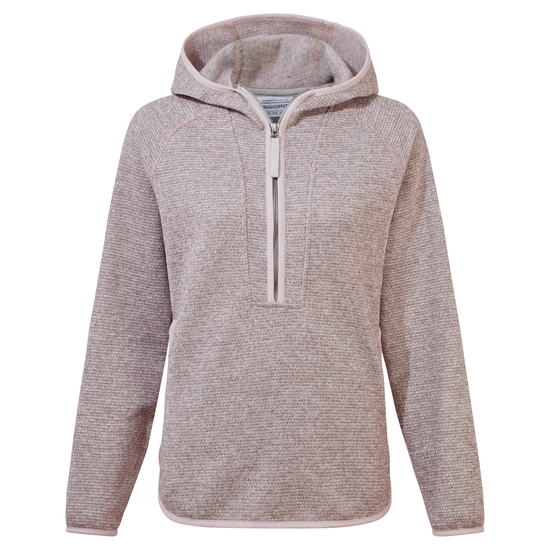 Women's Elena Hooded Half Zip Fleece | Pink Clay Marl