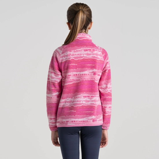 Kid's Kai Half Zip Fleece | Carnation Pink Print