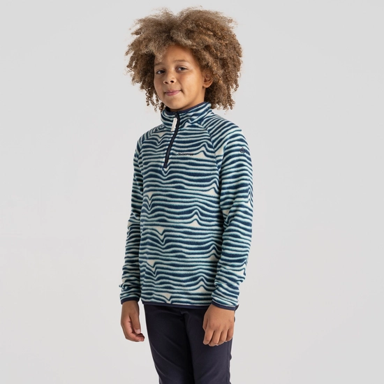 Kid's Kai Half Zip Fleece | Poseidon Blue Print