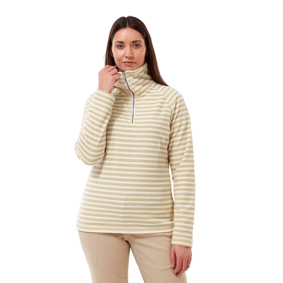 Women's Natalia Half Zip Fleece | Flax Yellow Stripe