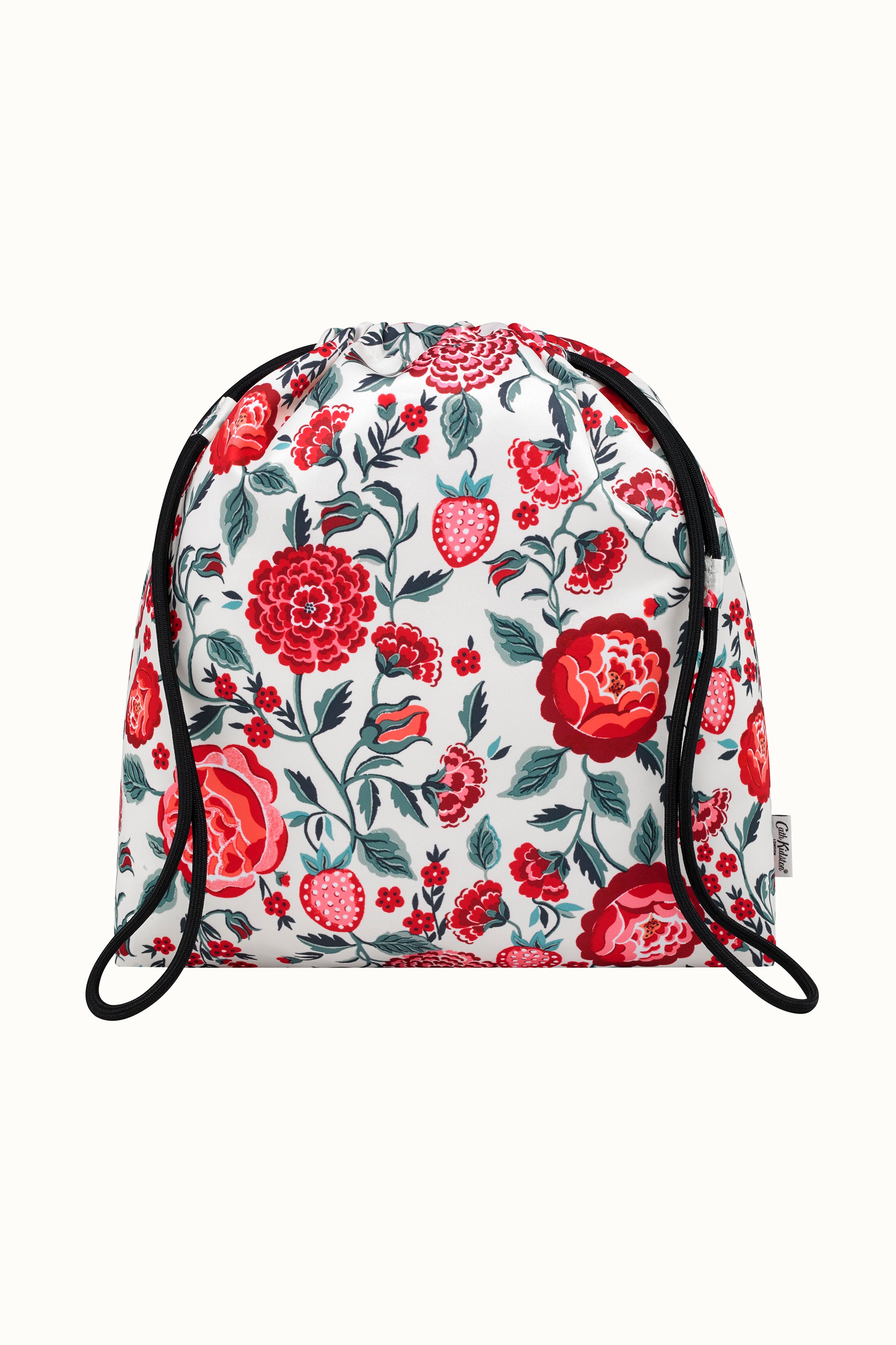 Strawberry Garden Recycled Satin Drawstring Pouch