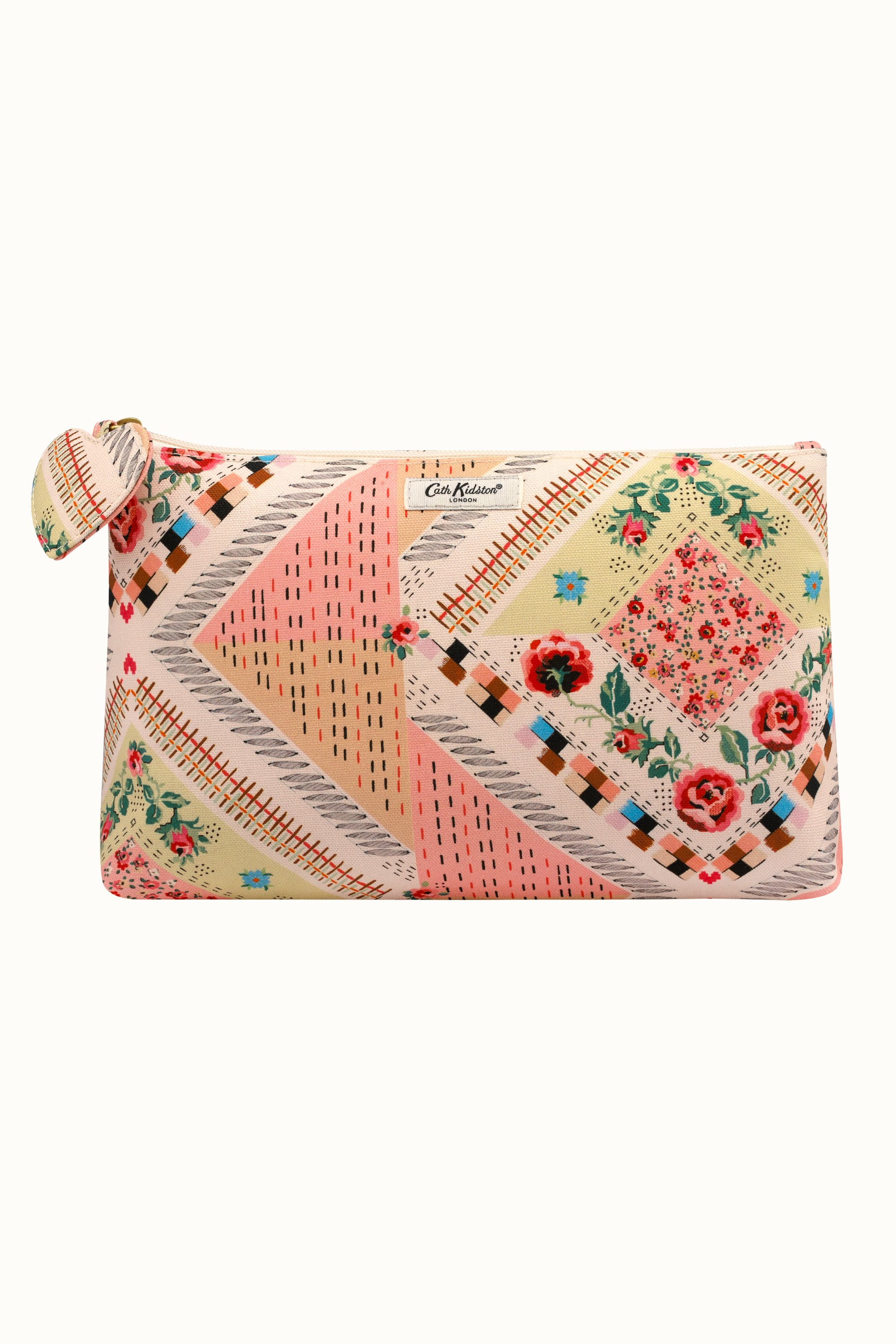 Patchwork Organic Cotton Zip Cosmetic Bag