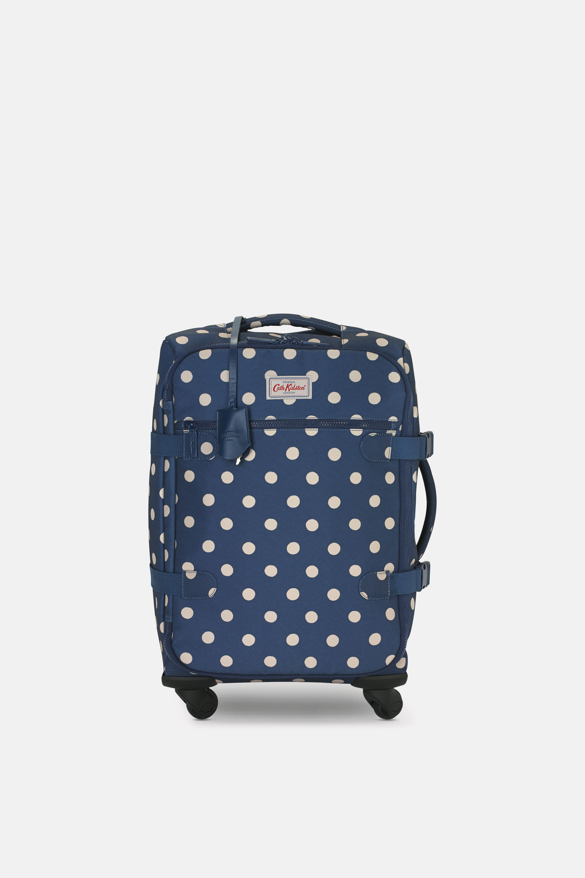 Button Spot Navy Four Wheel Small Suitcase