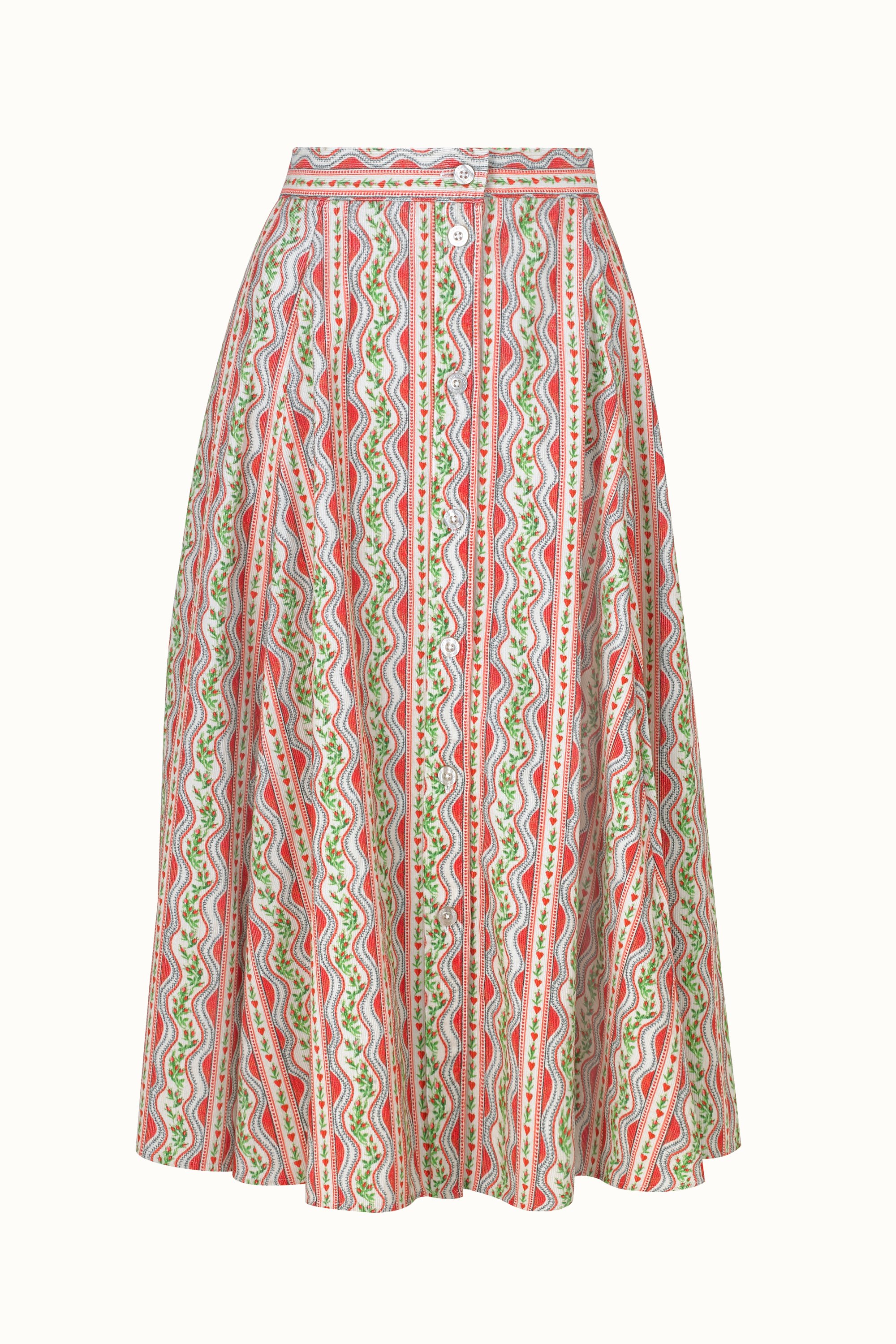 Endless Love Corduroy Button-through Midi Skirt