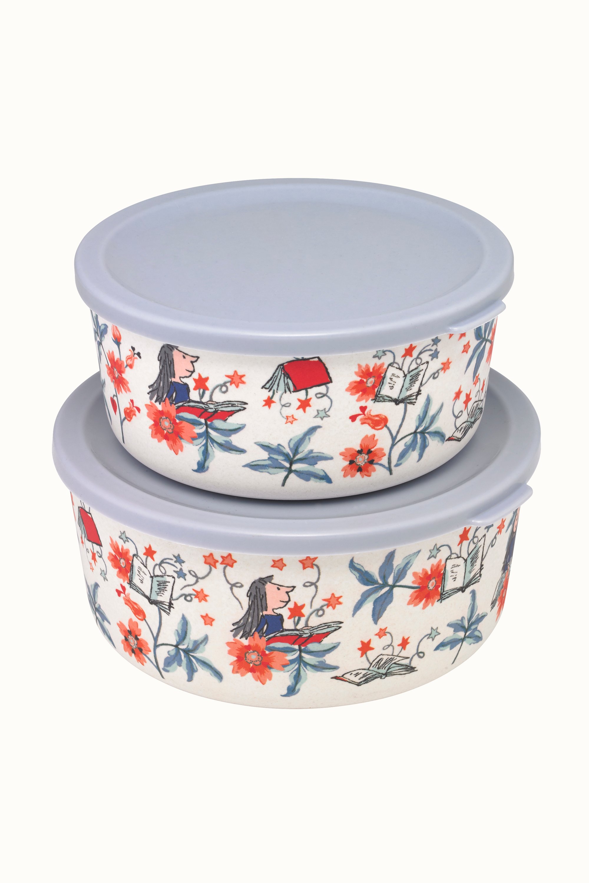 Matilda Firework Floral Set of 2 Round Lunch Boxes
