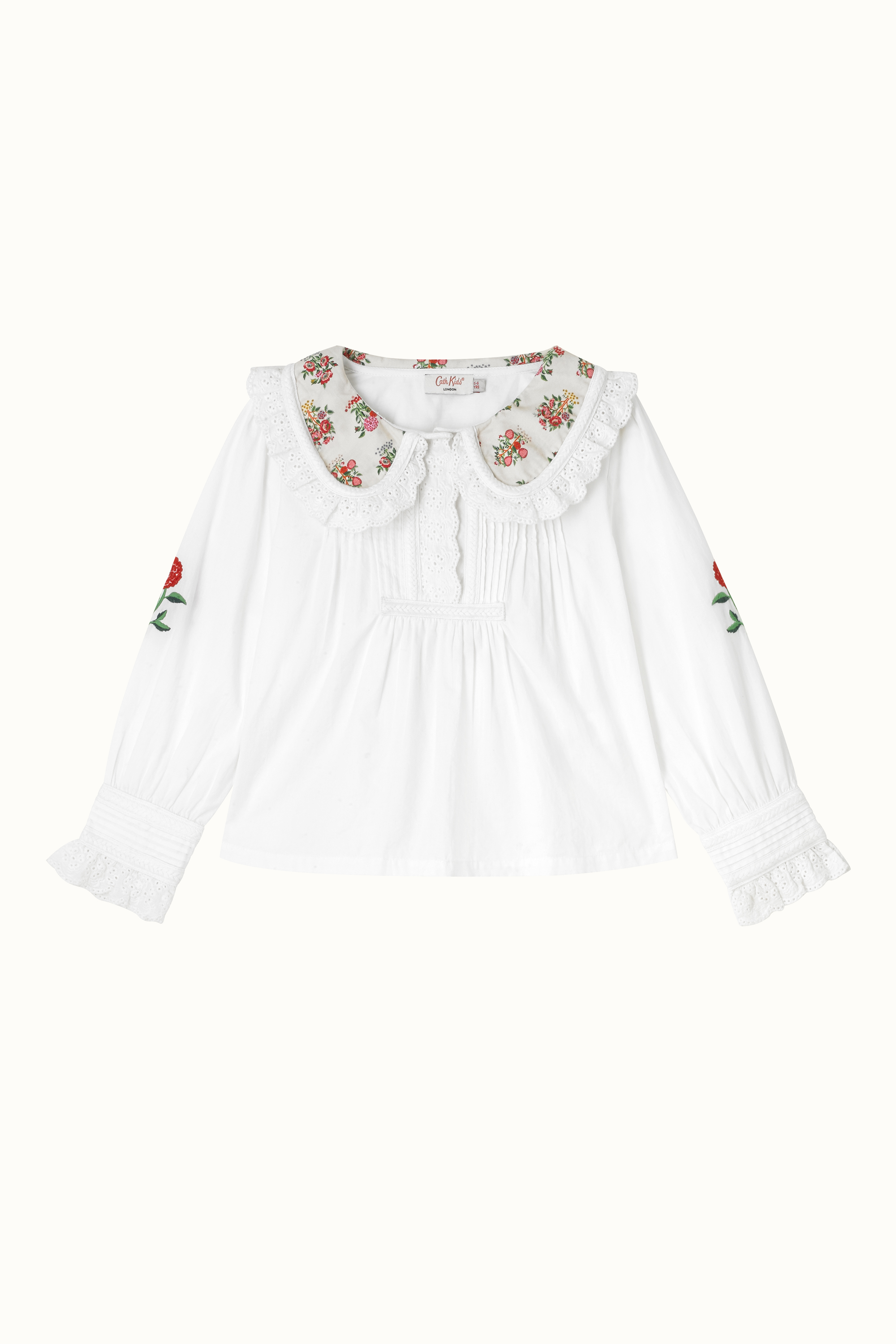 Carnation Embroidery Mini Ruffle Collar Blouse (1-10 Years)