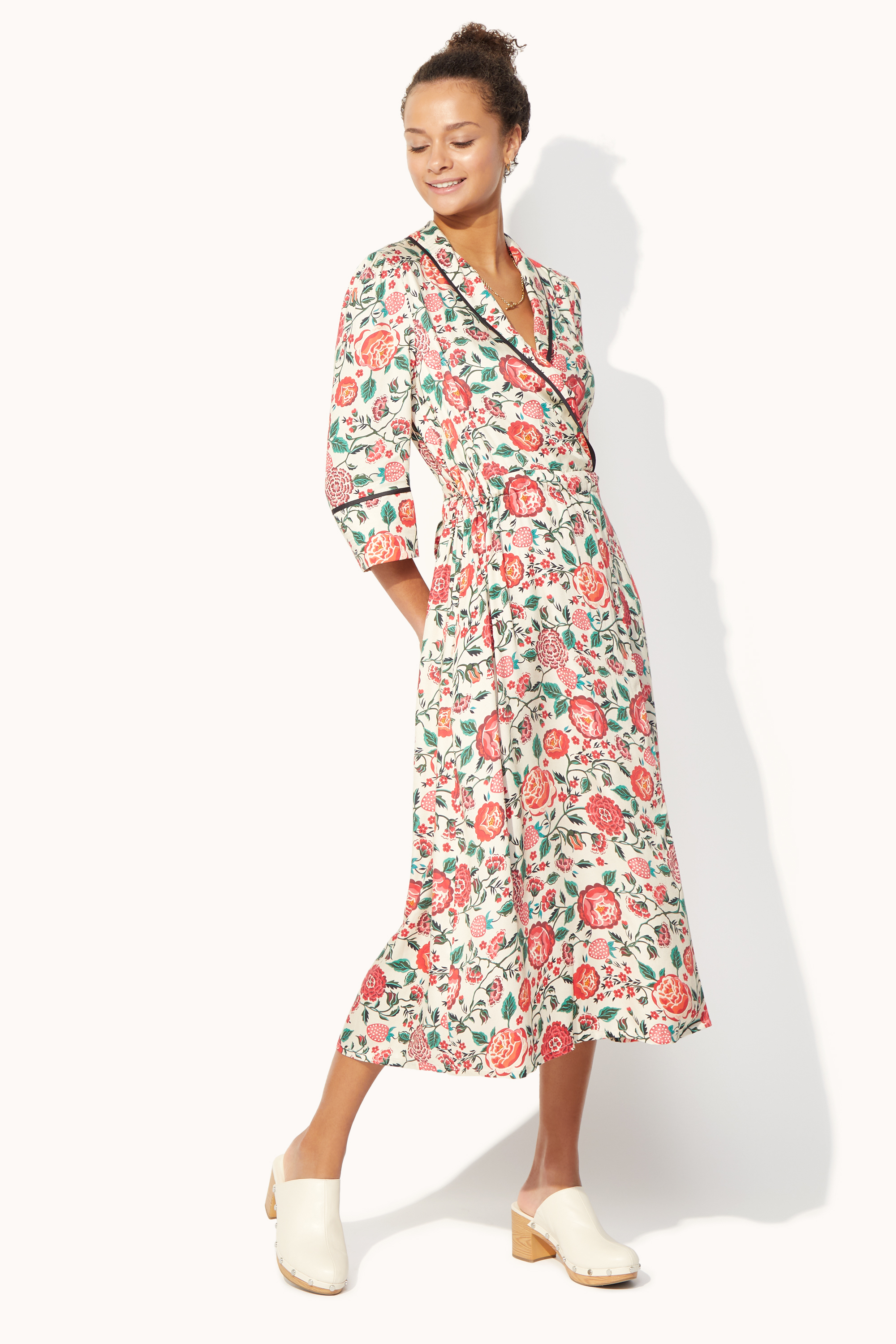 Strawberry Garden Printed Wrap Dress