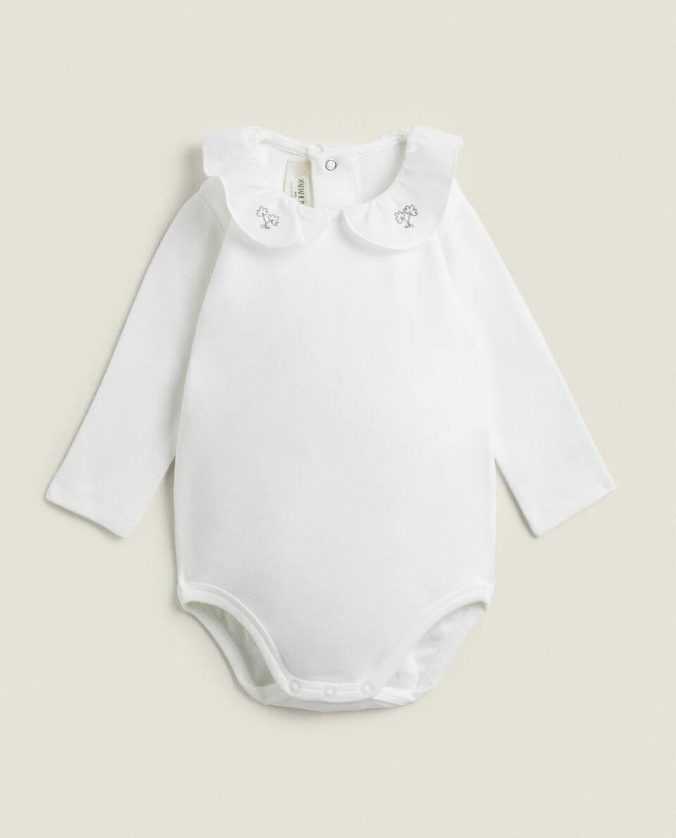 BODYSUIT WITH EMBROIDERED COLLAR