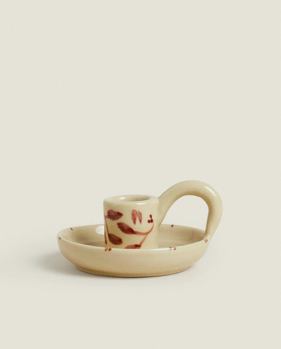 PAINTED  CHRISTMAS CANDLESTICK